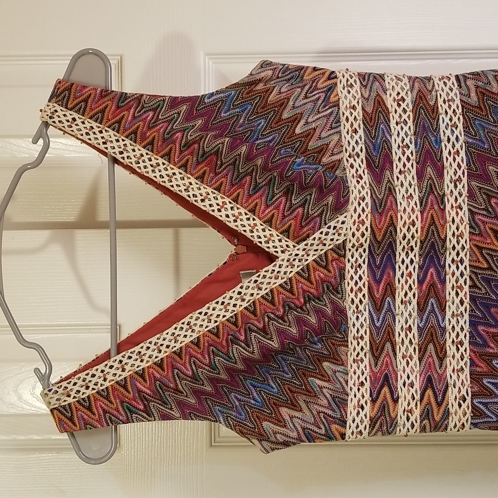 Kay Unger V-Neck Sundress with Lace and Stones - 8